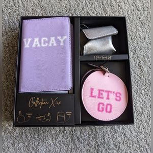 🏈 Collection Xiix NWT 3 PC travel set passport earbuds luggage tag purple pink